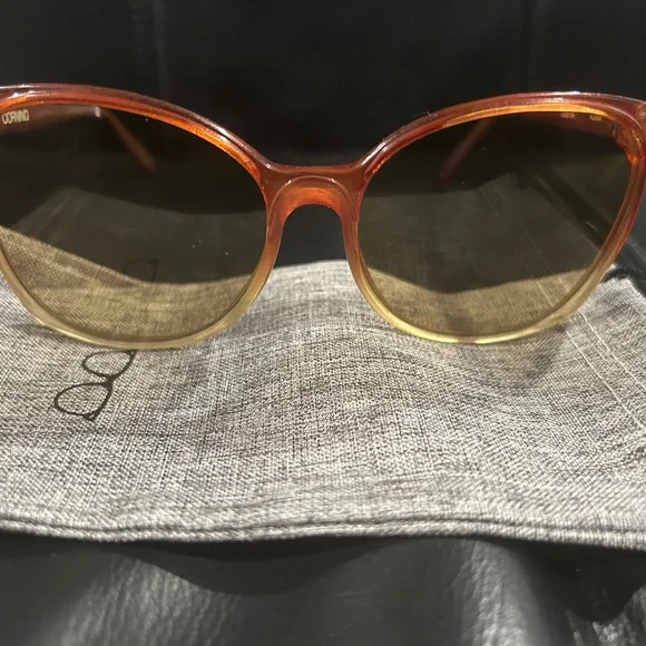 Corning Vintage oversized dark orange and beige Stylish Sunglasses - Picture 3 of 10